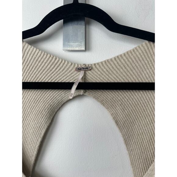 Free People Saffron Open Back Ivory Sweater XS Puff Sleeves Boho Knit E7 - Picture 4 of 8